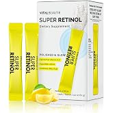 VITALBEAUTIE Super Retinol - Ingestible Liposomal Retinol &amp; Vitamin C 1000mg Powder - Vegan K-Beauty Skin Supplement for Radiant Glass Skin &amp; Tone, Dark Spot Care, 30 Packets