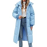 Uikue Women's Long Puffer Coat - Warm Winter Quilted Jacket Full Length Zip Up Down Coat Thickened Puffy Parka with Hood