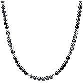 TIYO Necklace for Men, 6mm Men’s Black Onyx Hematite Tigers Eye Beaded Necklace for Men, Protection Anxiety Crystal Necklace Natural Stone Jewelry Handmade Gifts ﻿