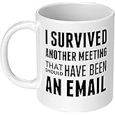 I Survived Another Meeting That Should Have been an Email Ceramic Coffee Mug Funny Coworker Present Office Humor New Job Present Christmas Gift Tea Cup 11 oz