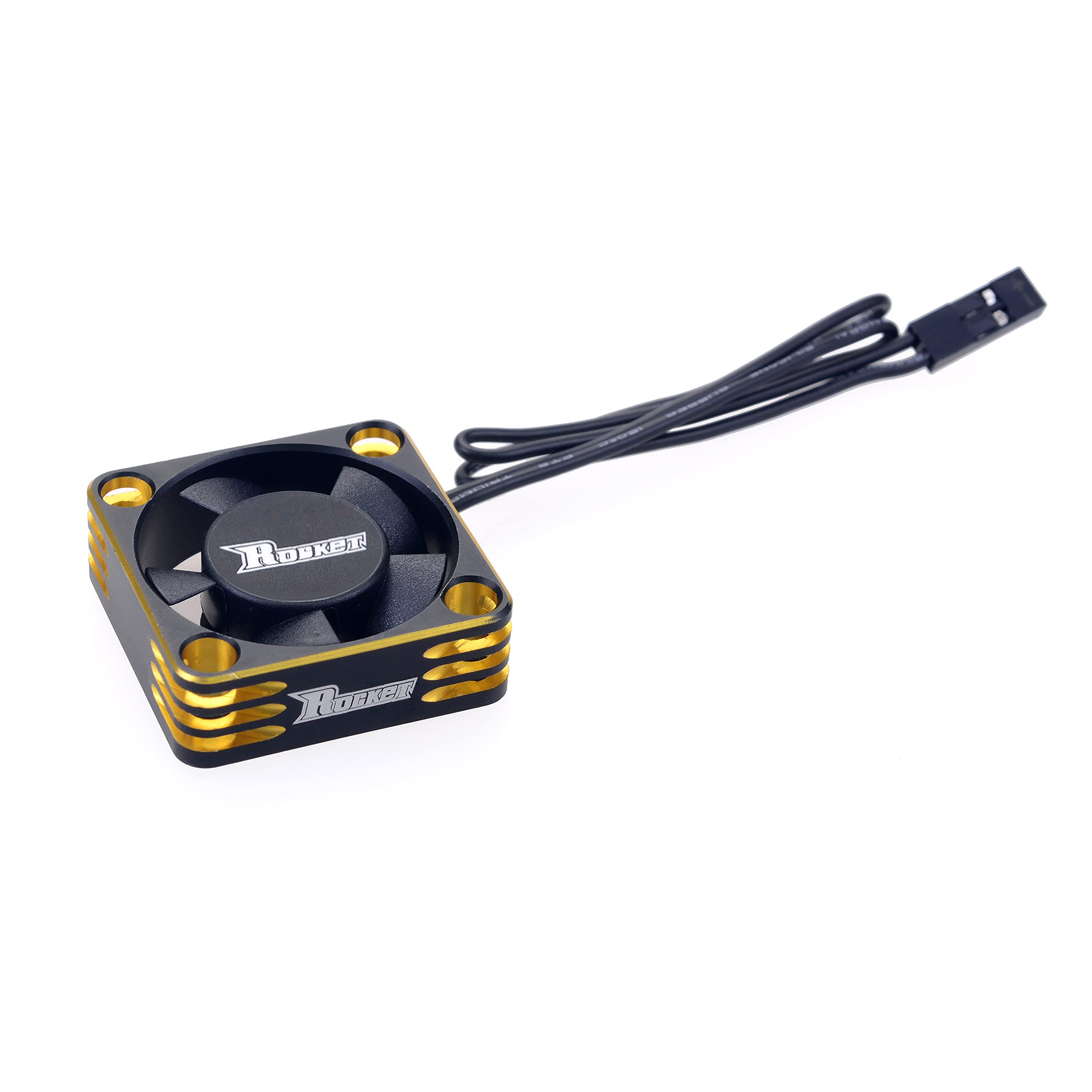 DollaTek RC Motor Cooling Fan With Heatsink - 28000RPM ESC Fan for 1/8 1/10 1/12 Scale 540 550 Brushless Models (Black + Gold)