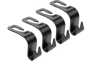 LILER Car Headrest Hook, Car SUV Back Seat Headrest Hanger Storage Hooks - Purse Handbag Grocery Bag Kid's Toy Holder (4 Pack
