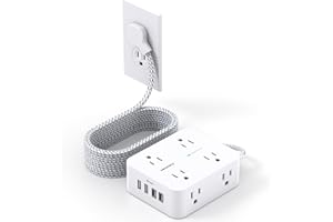 HANYCONY 10Ft Extension Cord with Multiple Outlets, Surge Protector Power Strip 10 Ft Cord, 8 Outlets 4 USB Ports(2 USB C), Flat Outlet Extender, Desk Charging Station for Home Office College Dorm Essentials