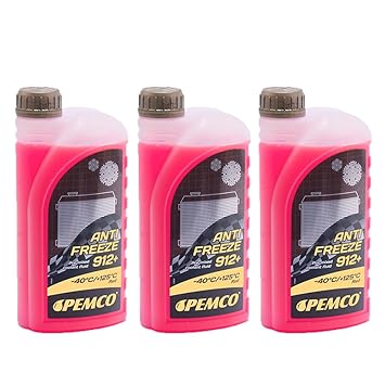 3 x 1L PEMCO Antifreeze 912+ (-40) / Kühlerfrostschutz Fertiggemisch G12+ Rot