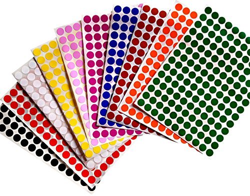 Color Coding Labels 1cm (0.375) Inch 10 mm Round Dot Stickers - 10 Colors 22 Sheets Dots Label - Three Eights Inch Rounds Sticker 3080 Pack