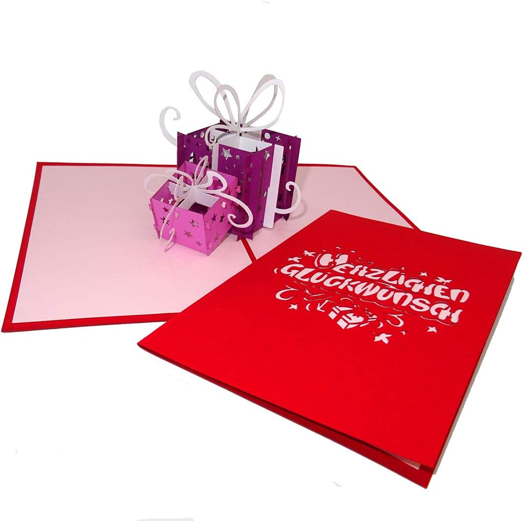 Birthday Card "Gifts, Congratulations" Purple & Pink, Pop Up Card, 3D Card, Pop Up Cards, Birthday Card, Congratulations Card - Image 5