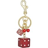 Dulcet Project Dice Bag Charm Keychain for Women Cute Purse Charms with Gold Clip for Handbags or Keys