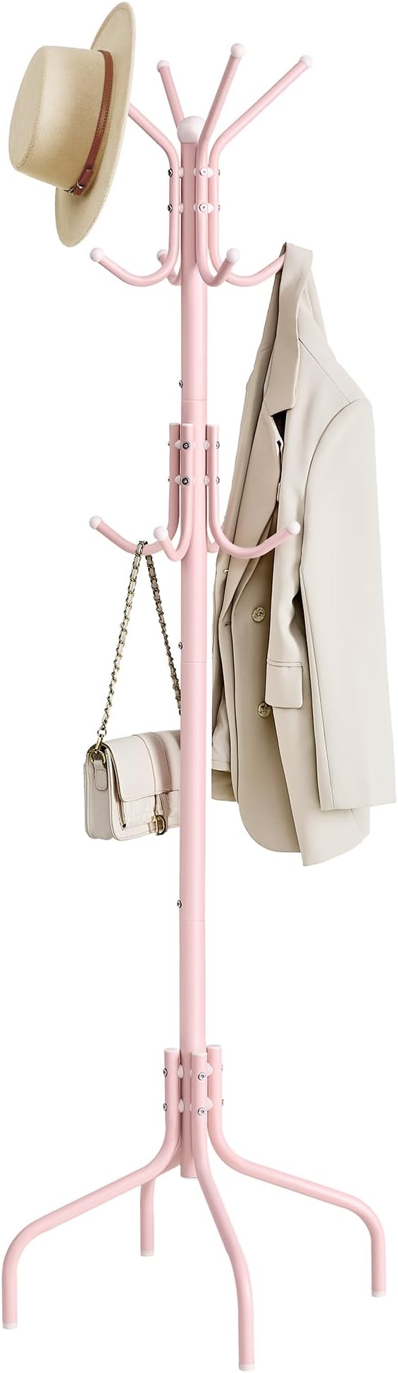 SONGMICS Coat Stand 12 Hooks 4 Legs Metal Rack Hallway Brown RCR031Z01