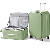 mixi 26 Inch Large Checked Luggage PC Hard Shell Suitcase Top Opening Aluminum Frame Travel Suitcases with Wheels, Avocado Green