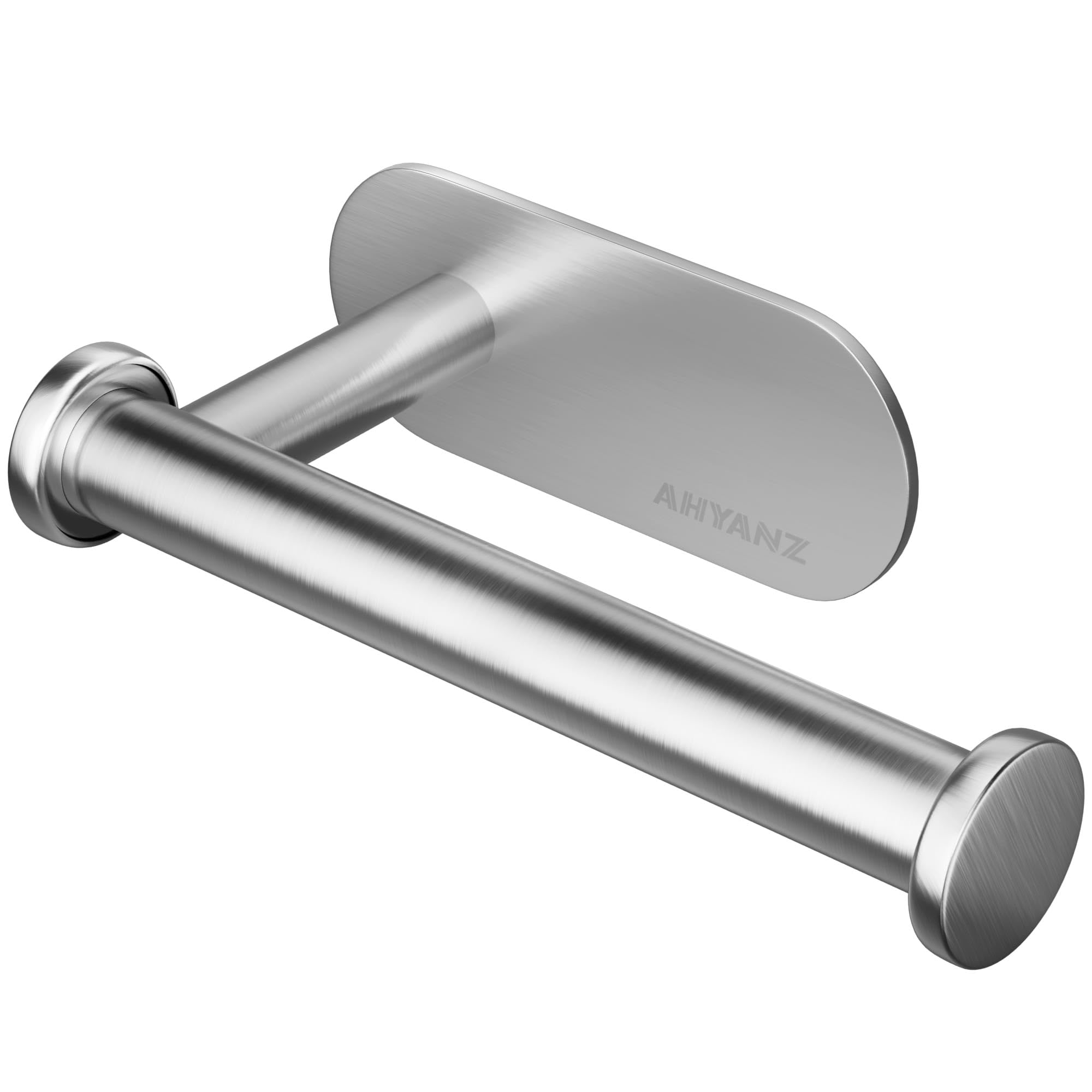 Ahyanz Premium Toilet Roll Holder Wall Mounted 3M self adhesive, Contemporary Design SUS 304 Stainless Steel Brushed Silver Toilet Paper Holder Rustproof Waterproof for Bathroom & Kitchen -No Drilling