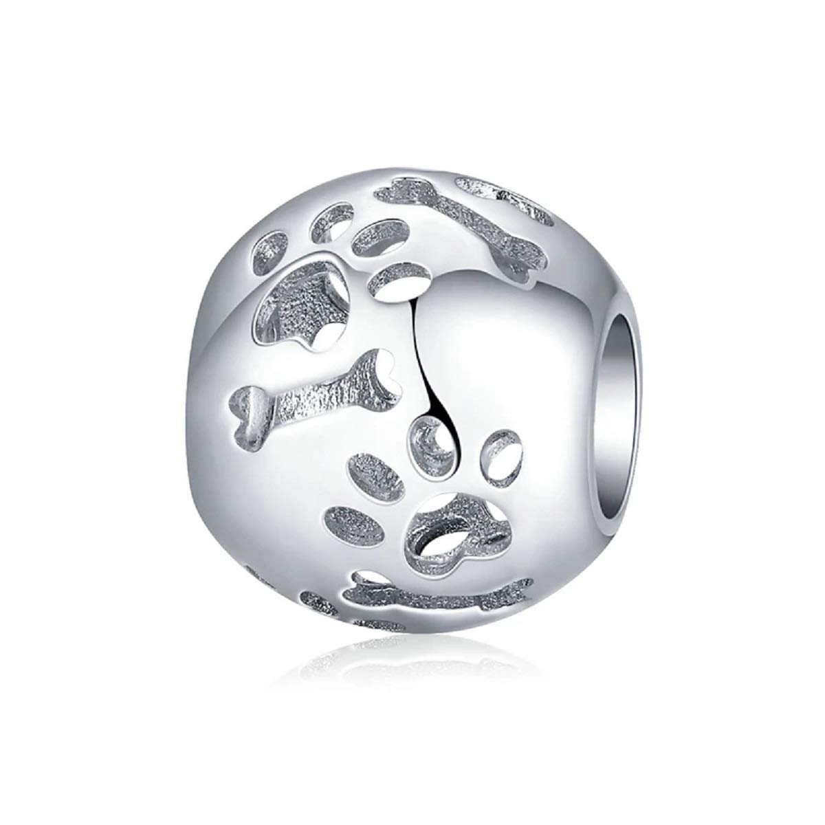 I Love My Puppy Dog Paw Bone Animal Family Bead Charm Sterling Silver 925 Compatible With Pandora Bracelets