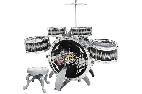 Bateria Infantil Rock Party Preta, DM Toys