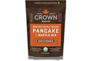 Crown Maple Organic Maple Sugar Pancake and Waffle Mix, 16oz, with Handcrafted Maple Sugar and Small-Batch Maple Pearls