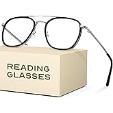 CCVOO Iconic Aviator Reading Glasses - Premium Readers in Gold/Black - UV & Blue Light Blocking Lenses