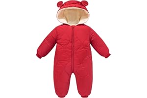 uideazone Baby Snowsuit Newborn Winter Clothes 0-24 Months Coat Jumpsuit Infant Boys Girls Hooded Puffer Jacket