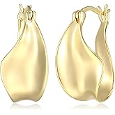 Amazon Essentials (Demi's Pick) Sculpted Hoop Earrings for Women - Gold-Tone Fine Silver Plated, Trendy Jewelry