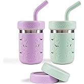Pandaloo® Smoothie Cups for Kids - Stainless Steel Toddler Tumbler with Straw, Sippy Cup for Smoothies - BPA-Free, Toddler Snack Cups, 10 oz