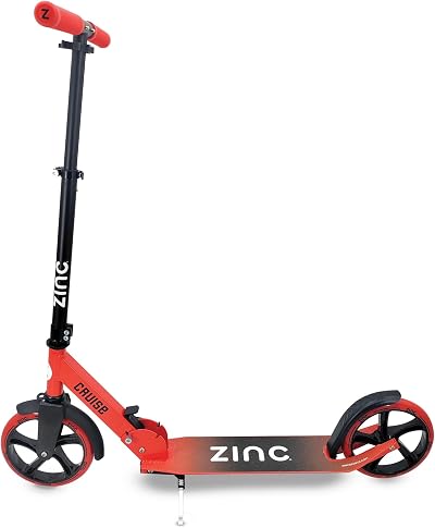 Zinc Cruise Kids Scooter Big Wheel 200mm Foldable 2-Wheel Red Black