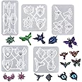 FineInno 5 Pcs Devil Style Mold, Epoxy Resin Molds, Silicone Moulds, Dragonfly,Butterfly,Feather,Angel,Gothic, Cat Head,Devil Eye Mold