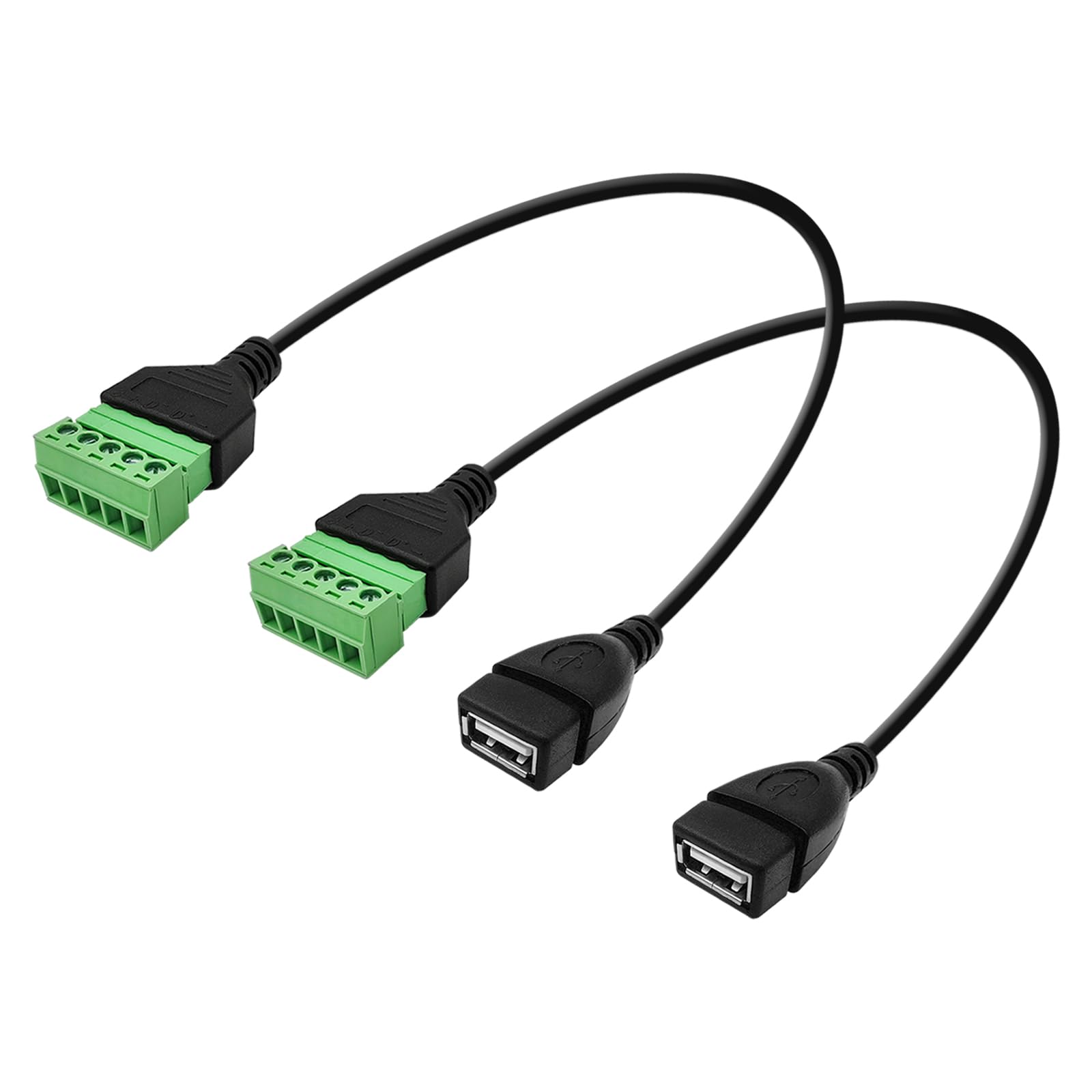 iYueMps 30cm USB 2.0 Female to 5Pin Screw Terminal Block Connector Screw Shield terminals Pluggable Type Adapter (2pcs Female)