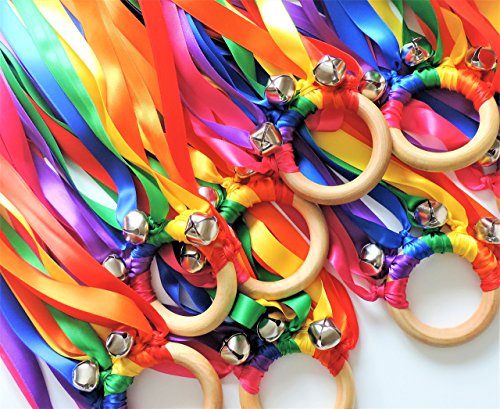 Kids Birthday Party Wedding Favors - Satin Ribbon Streamers with Bells Fairy Wands Waldorf Hand Kite - Thumbnail 7