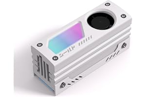 EZDIY-FAB Shield ARGB M.2 SSD Heatsink with Build-in 20mm PWM Fan, Premium Aluminum Design,5V 3-Pin ARGB Sync, High-Performan