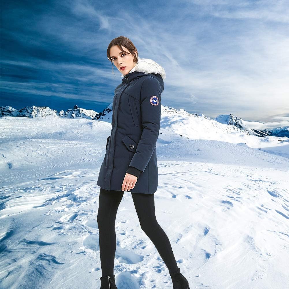 PUREMSX Women's Padded Jacket, Ladies Long Thicken Parka Faux Fur Down Alternative Winter Hooded Outwear Warm Overcoat XS-XXL: Clothing