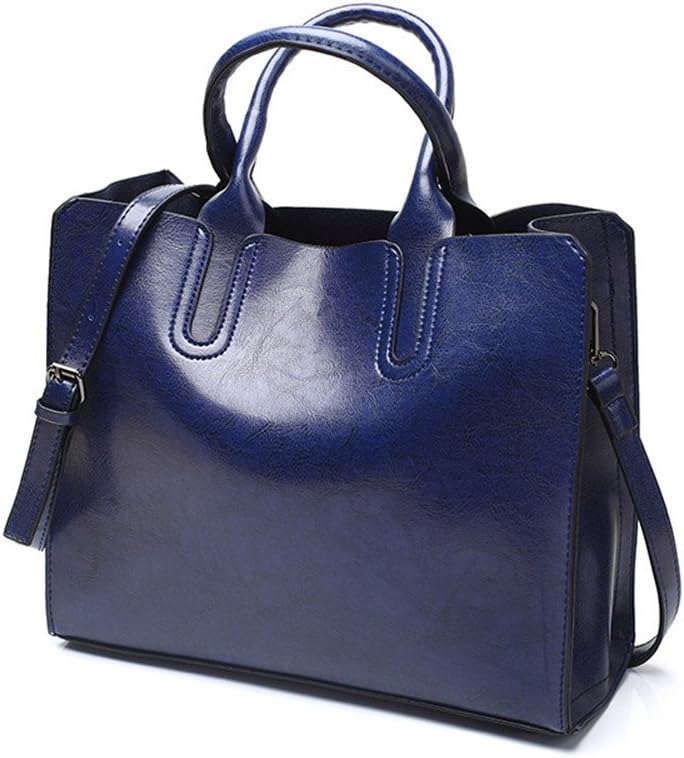 Tagdot Brand Large Tote bags PU leather Fashion Shoulder messenger bag women leather Handbag bags for women black blue pink 2018 (Blue)
