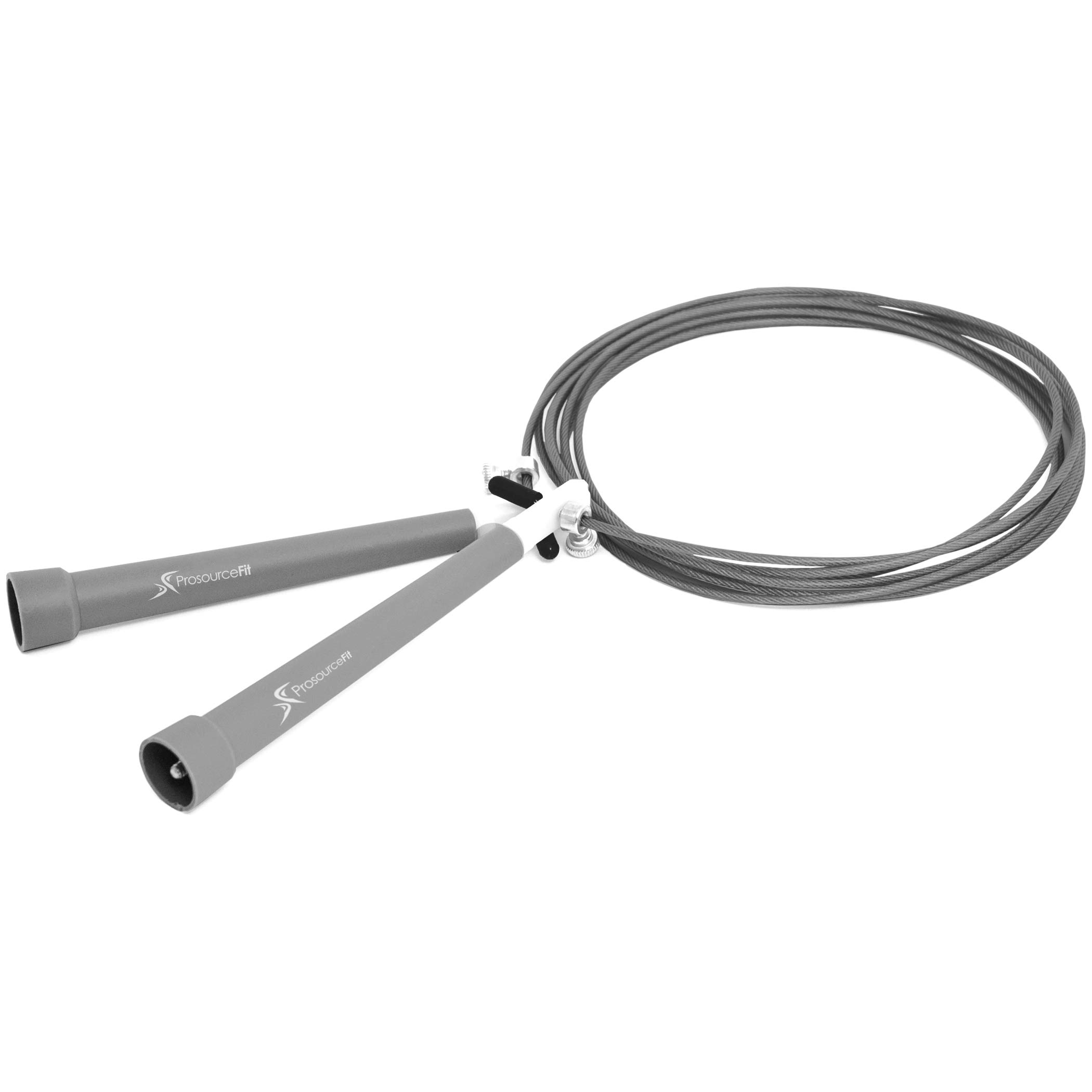 ProsourceFit Speed Jump Rope 10’ Adjustable Length, Super Fast Turning for Cardio, Boxing, Gray