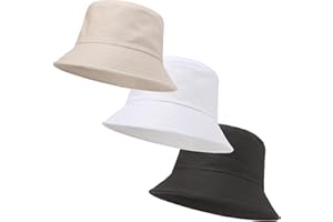 LPMOERA 3 Packs Unisex Athletic Bucket Hat Solid Colors Sun Hat with UV Protection for Outdoor Sports Packable Summer Hats