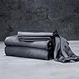 LUXOME Luxury Sheet Set | 100% Rayon (Viscose) from Bamboo | Queen Size - Charcoal | Deep Pockets | 4-Piece Set (Fitted, Flat, 2 Pillowcases)