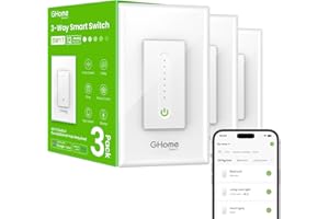 GHome Smart 3 Way Dimmer Smart Switch Can Work Separately Or Work with Traditional 3-Way Switch, Compatible with Alexa, Google Assistant, Neutral Wire Required, 2.4GHz WiFi Only, FCC Certified, 3 Pack