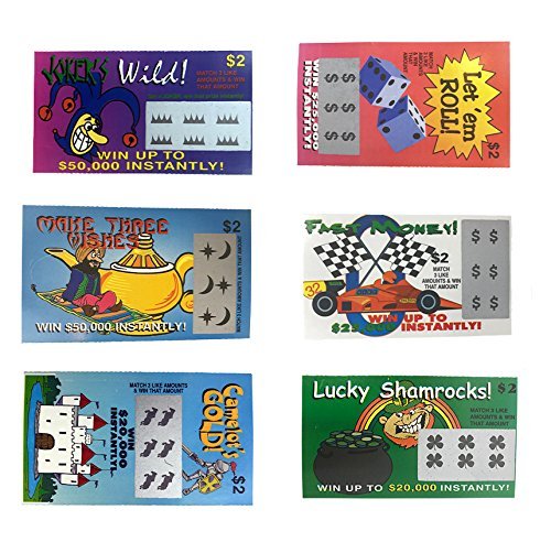 Fake Lottery Tickets-(Pack 10 Tickets)-Each ticket is a fake winner of 20,000 or more!!! Big Winners That Look Like Real Scratch Off Tickets
