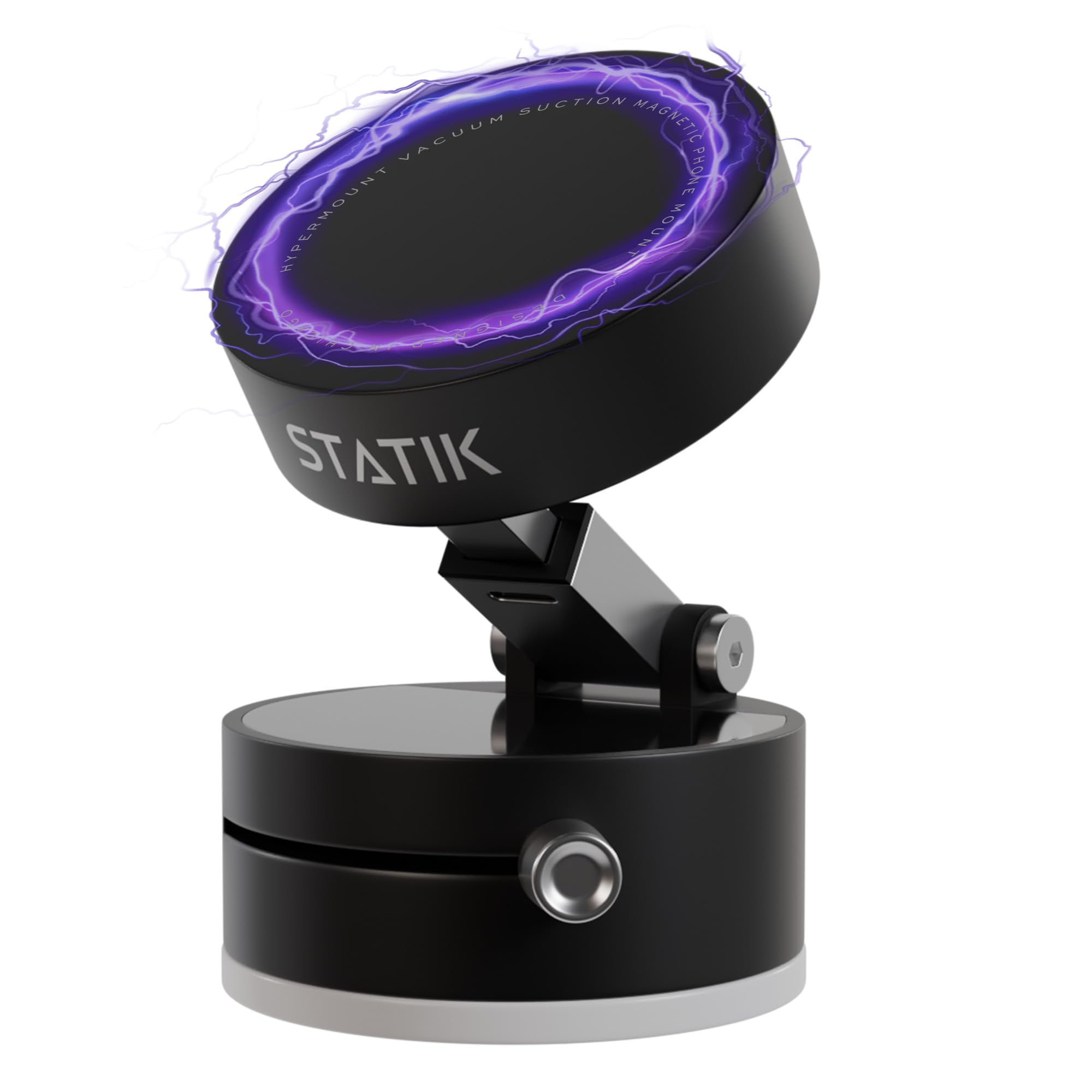 Statik HyperMount® Vacuum Phone Mount - Magnetic Phone Holder, Vacuum Seal Car Phone Mount, Use It on Smooth Surfaces, Compatible with Apple MagSafe, Magnetic Rings Included for Android Devices