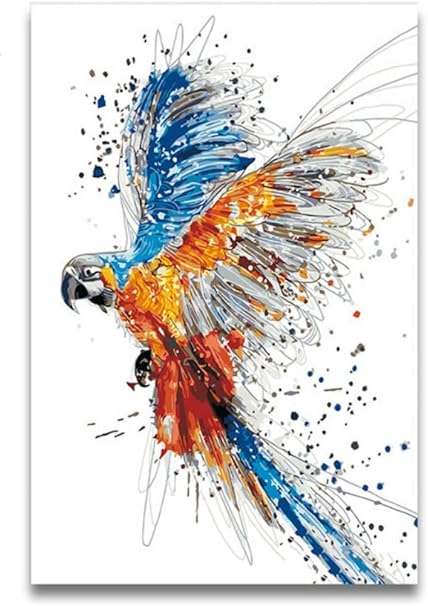 DIY Coloring Malen nach Zahlen Aquarell Tiere Papagei Bild Malerei