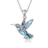 AXOMY Hummingbird Necklaces Abalone Shell 925 Sterling Silver Humming Bird Pendant Necklace Hummingbird Jewelry Gifts for Women Mom Hummingbirds Lovers