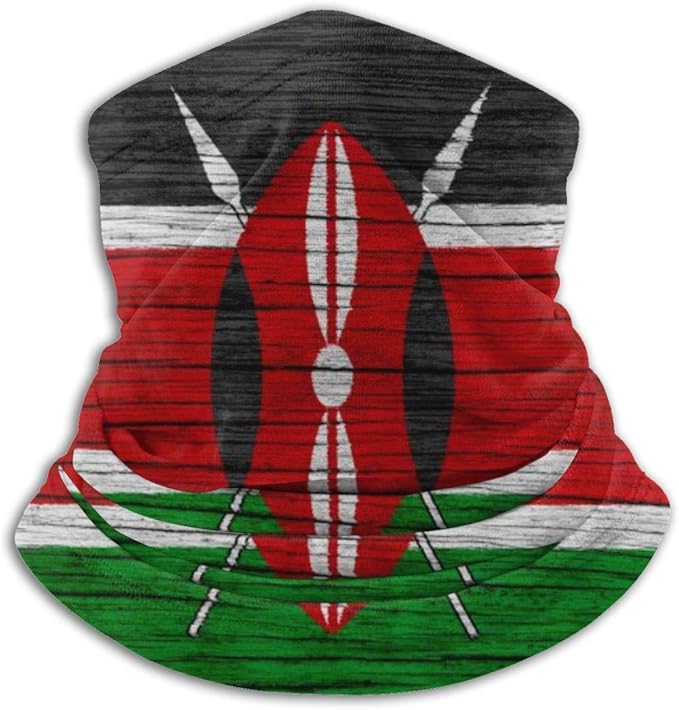 Kenya Wooden Texture Kenyan Flag Neck Gaiter Face Mask Sports AntiDust Headwear Balaclava