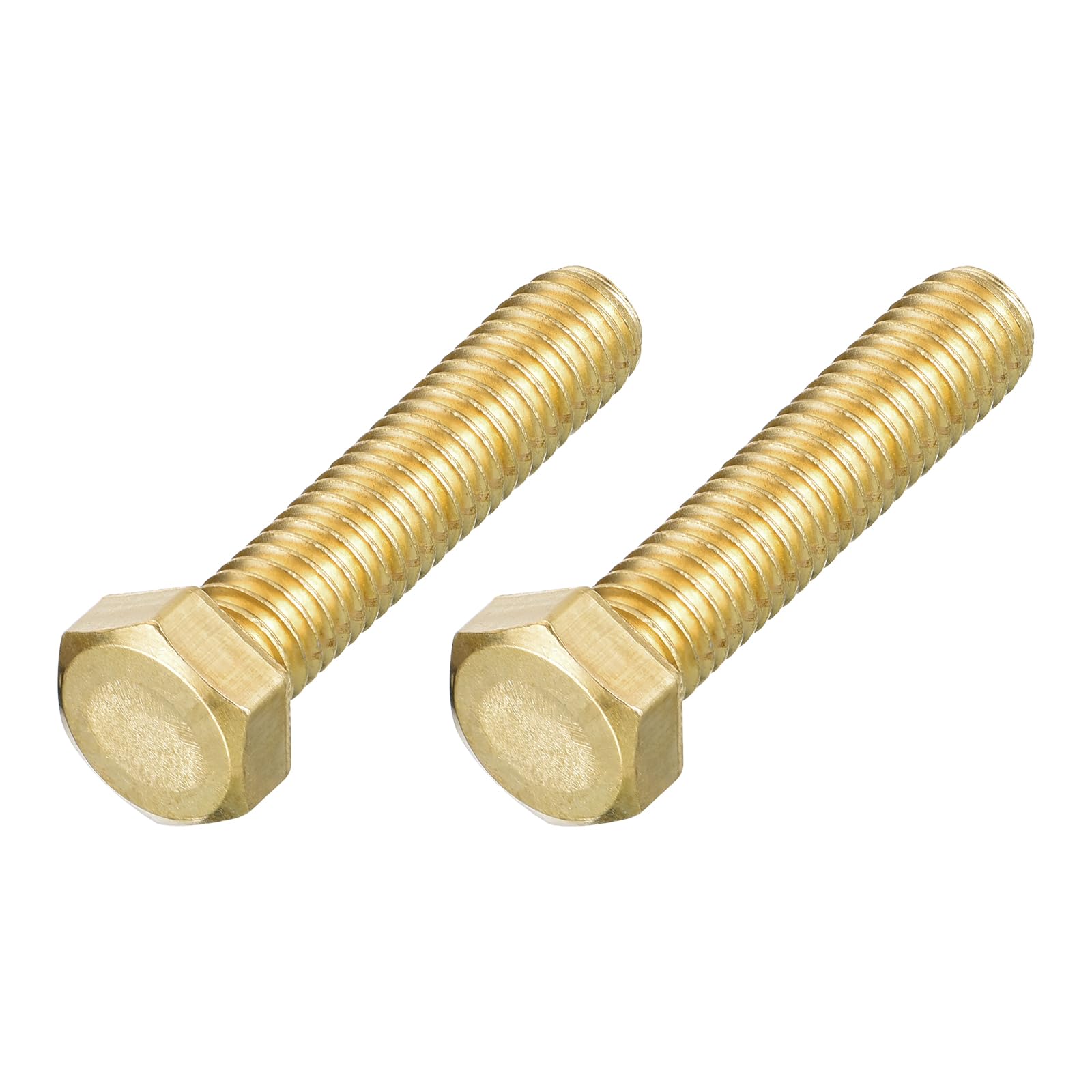 METALLIXITY Hex Head Screw Bolt (3/8-16x1-3/16") 2Pcs, Brass Fully Threaded Solid Brass Hex Bolts Machine Screws - for Machinery Repair