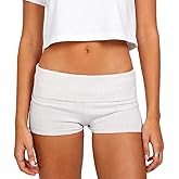 Morlaeley Women Fold Over Shorts Foldover Low Waist Stretch Pajama Micro Mini Shorts Y2k Lounge Bottoms Sleepwear