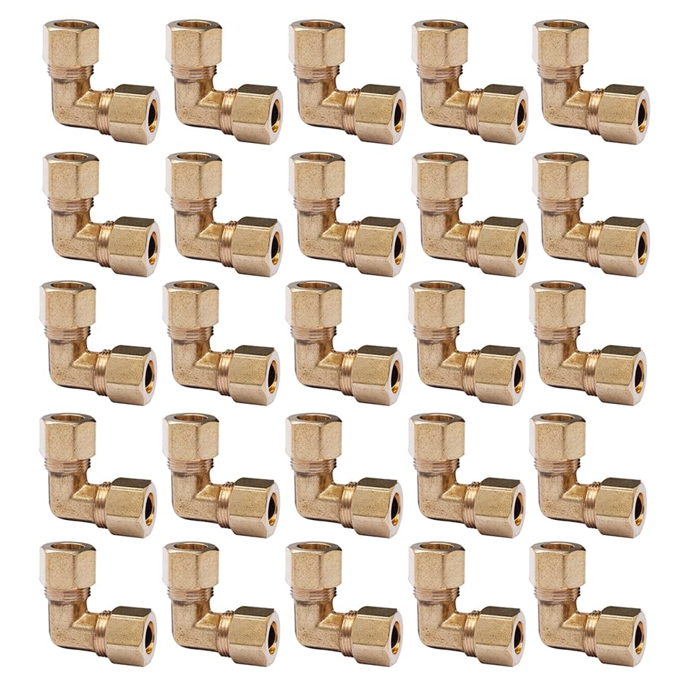 Generic 3/8" OD 90 Degree Compression Union Elbow,Brass Compression Fitting(Pack of 25)