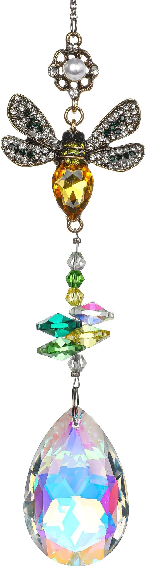 H&D HYALINE & DORA Bee Crystal Suncatcher Rainbow Prism 11.2in