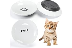DAZHSHUN Cat Bowls,Ceramic Cat Bowl for Indoor Cats,Cat Food Bowl Whisker Friendly,Shallow Cat Dishes for Food and Water,Non-Slip Silicone Ceramic Kitten Bowls,Cat Plate for Feeding Cat,Kitten,Small Dog 3 Pack