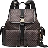 Calvin Klein Elora Organizational Backpack, Brown/Khaki/Black, One Size