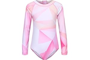 Zestonie Girls Long Sleeve Rash Guard One Piece Swimsuits for Kids Tie Dye Bathing Suit UPF 50+ Swim Shirts 3-16 Years