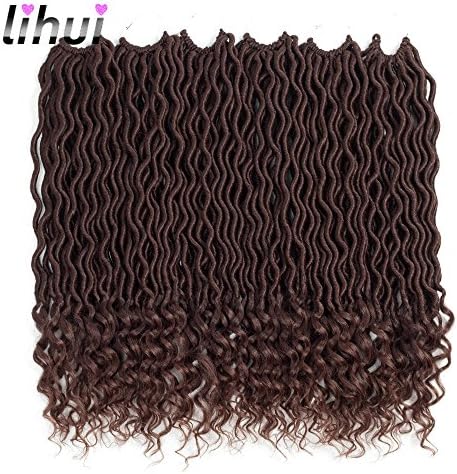 Lihui 6pcs/lot Goddess Locs Crochet Hair Wavy Faux Locs with Curly Ends Synthetic Braiding Hair Extension (20inch(6-PACKS), 33)
