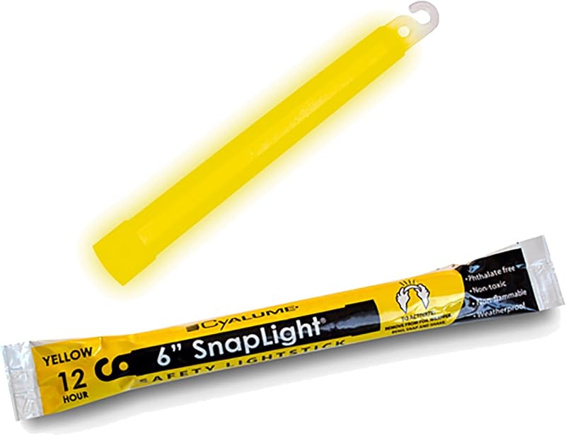 Cyalume 12 Hour 6" Yellow SnapLight Lightstick - Emergency Safety Illumination