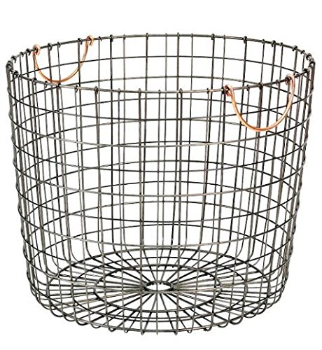 Extra Large Round Wire Decorative Storage Bin - Antique Pewter with Copper Handle - Threshold