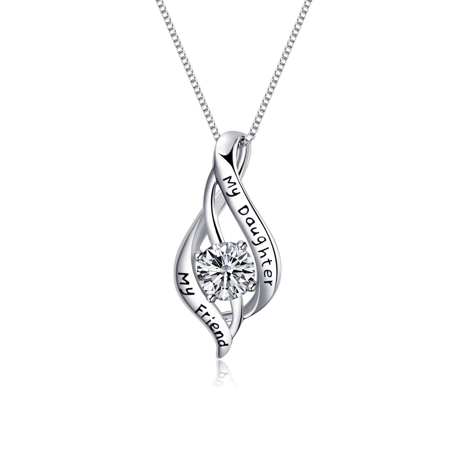 VONALA Sterling Silver Necklace for Women Girls Jewellery Daughter Gift- Always My Daughter Always My Friend