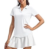 TBMPOY Women's Golf Polo Shirts Short Sleeve V-Neck Tennis Shirts Quick Dry UPF 50+ Sun Protection Collared Shirt