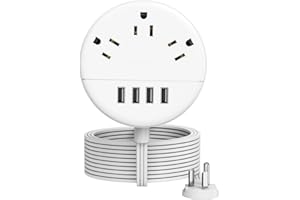 NTONPOWER 15 FT Flat Extension Cord, Ultra Thin Flat Plug Power Strip with 4 USB Ports 3 Outlets, Wall Mounted, Long Extension Cord with Multiple Outlets for Home Office, Indoor, Living Room, White